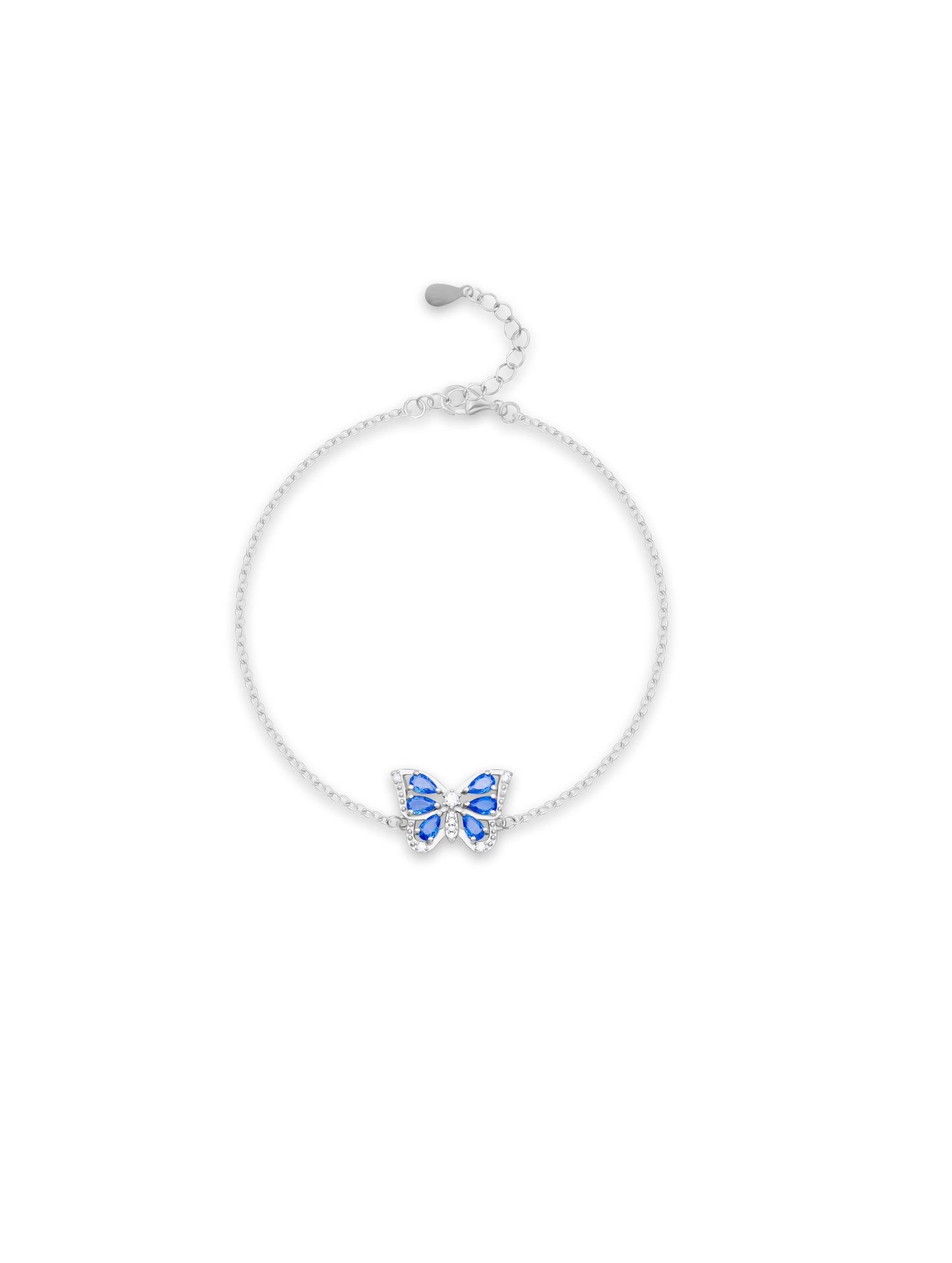 Blue Stone Butterfly Silver Bracelet