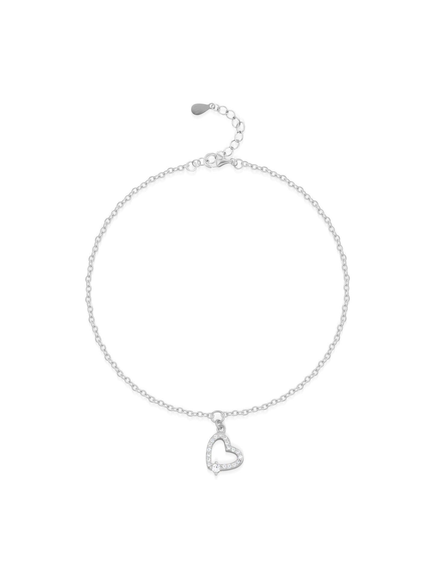 Hanging Heart Silver Chain Bracelet