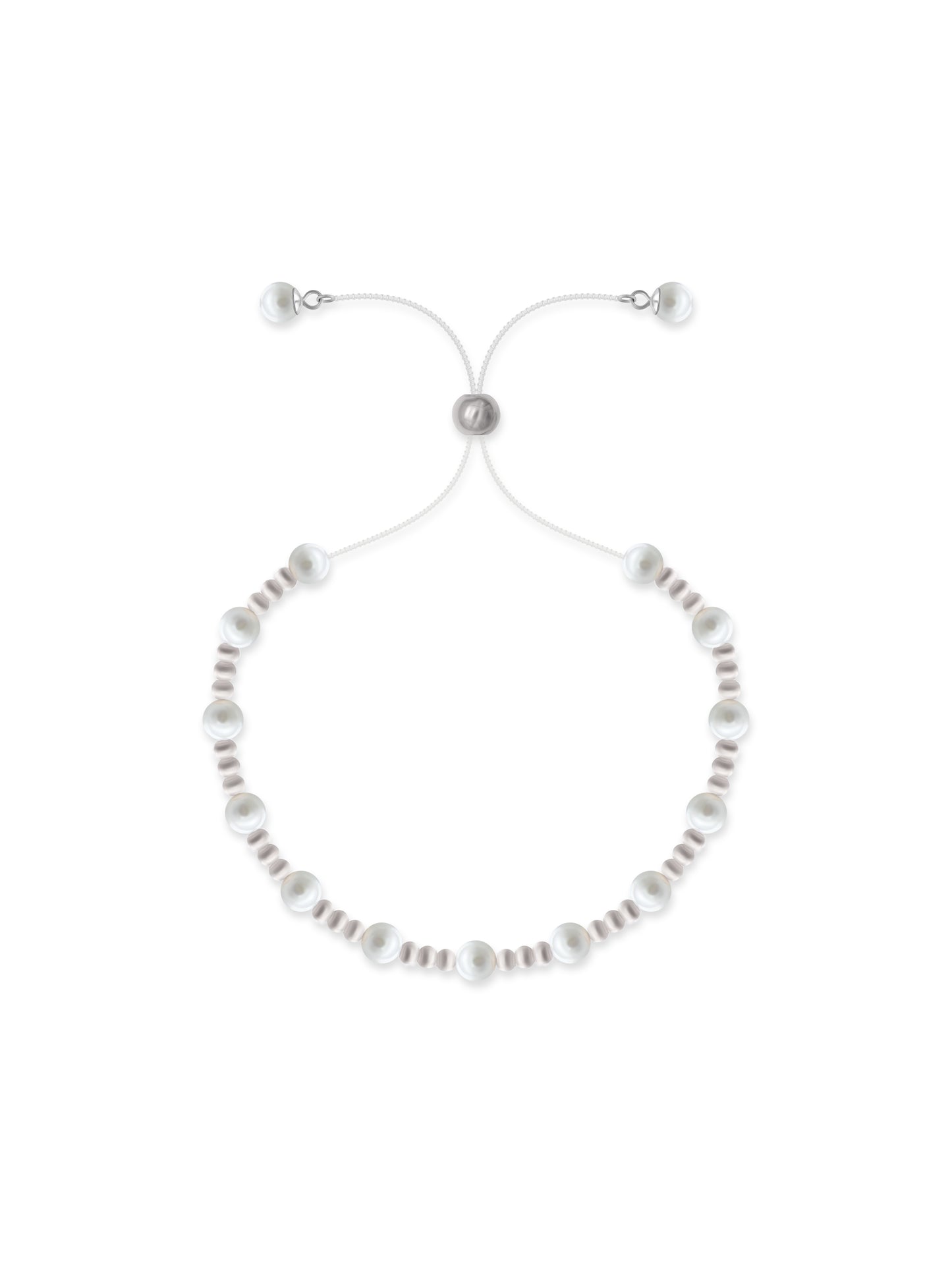 Pearl & Beads Silver Chain Bracelet
