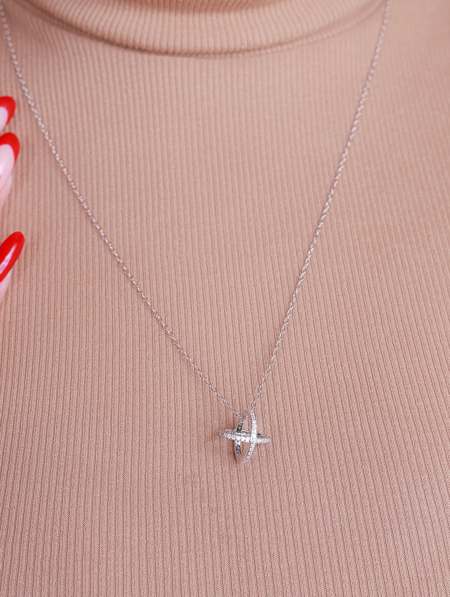 Dual Oval Ring Silver Chain