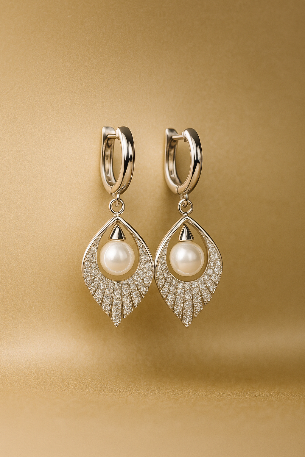 Pearl Feather Silver Earring