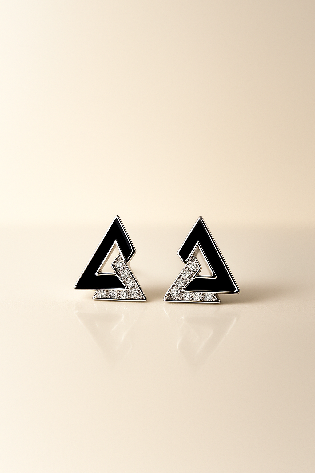 Dual Triangle Silver Earring