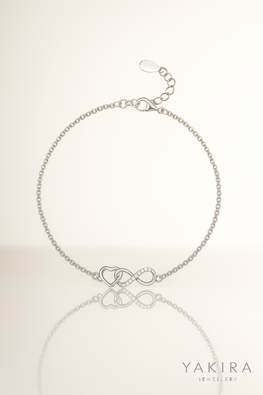 Infinity Heart Silver Chain Bracelet