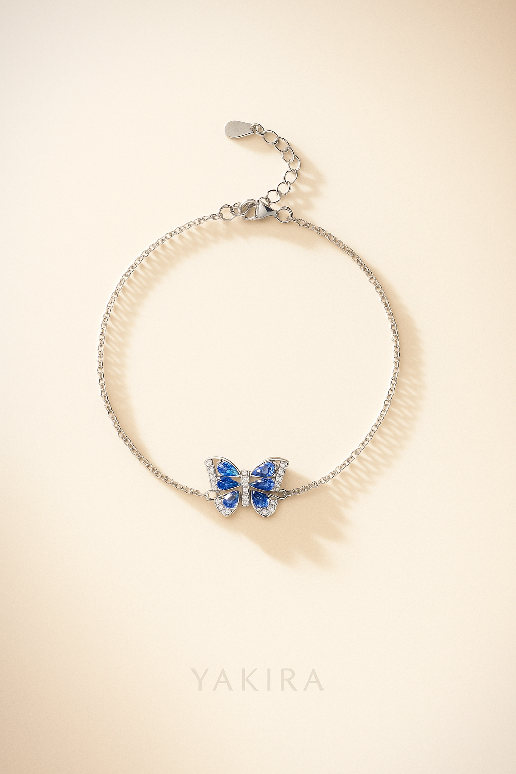 Blue Stone Butterfly Silver Bracelet