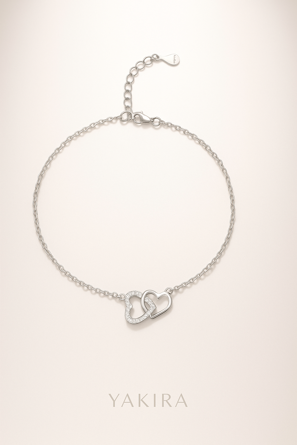 Double Heart Silver Chain Bracelet