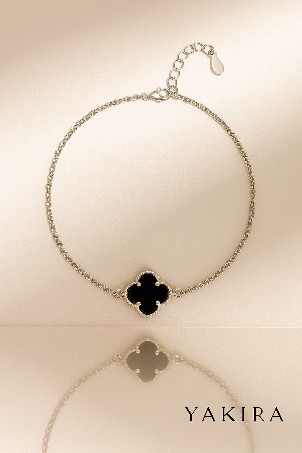Black MOP Silver Chain Bracelet