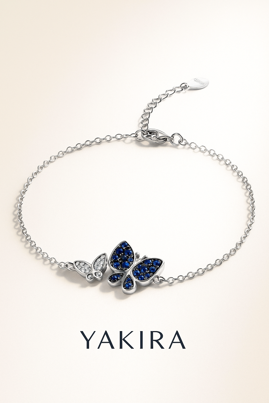 Dual Butterfly Silver Chain Bracelet