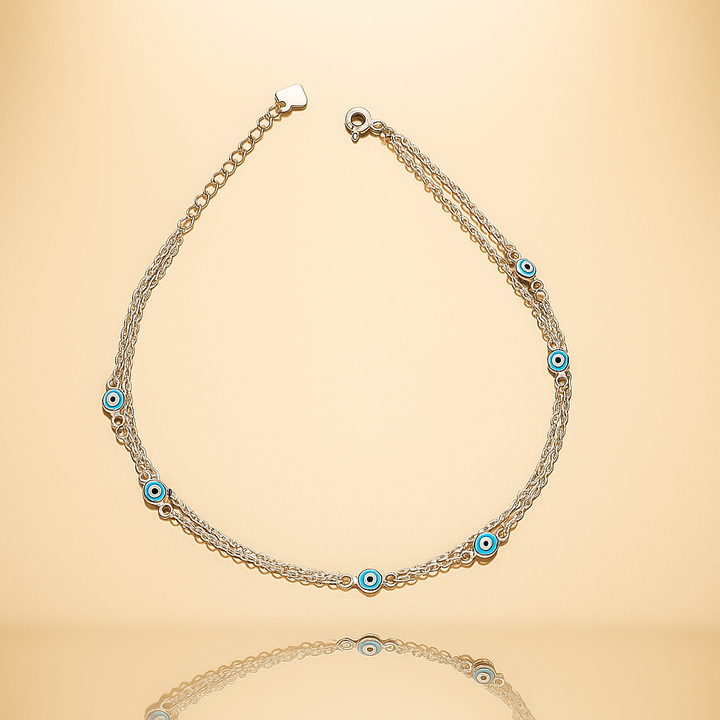 Evil Eye Silver Anklets