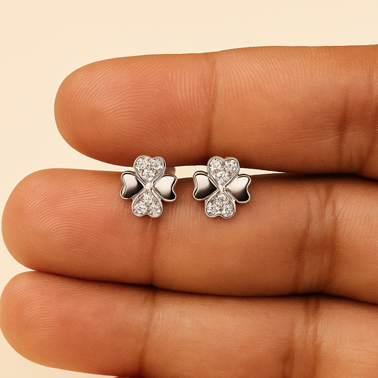 Silver Grace Heart Studs