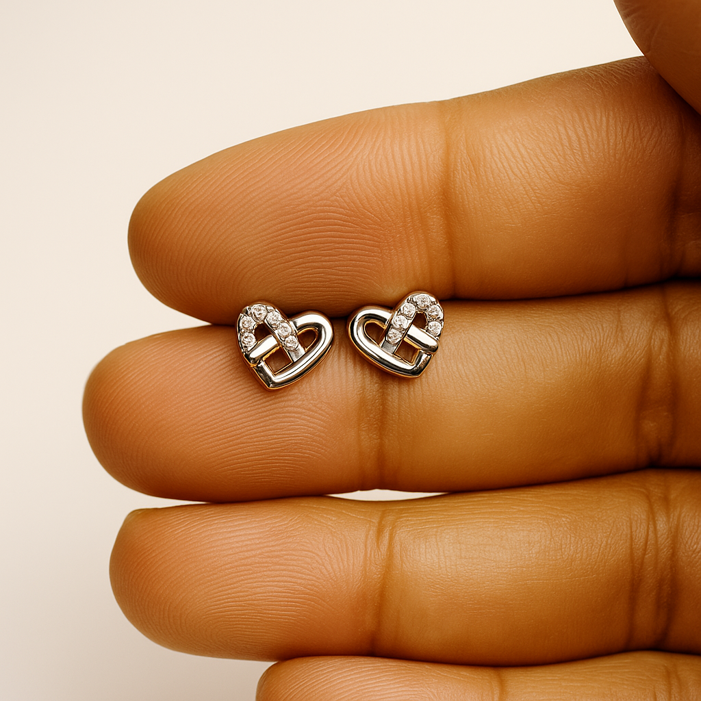 Entwined Hearts Silver Studs