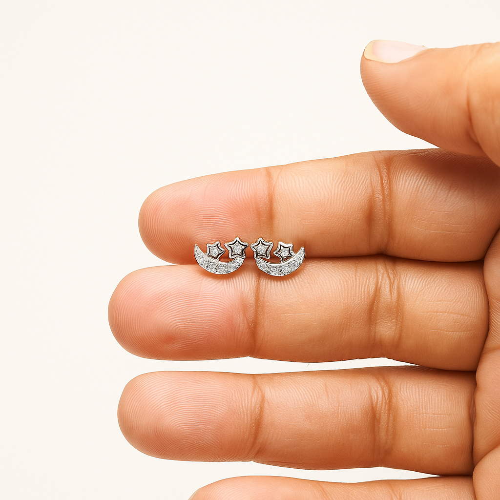 Starlit Moon Silver Studs