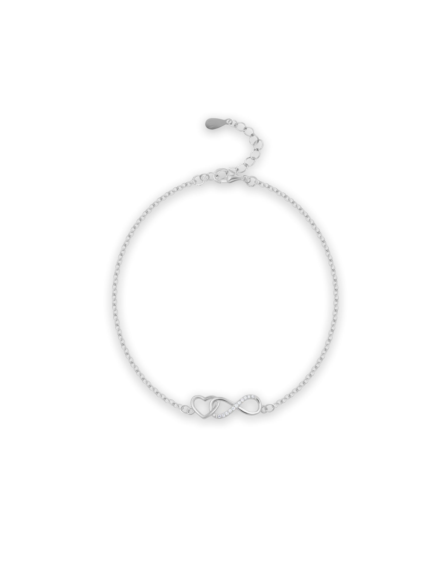 Infinity Heart Silver Chain Bracelet