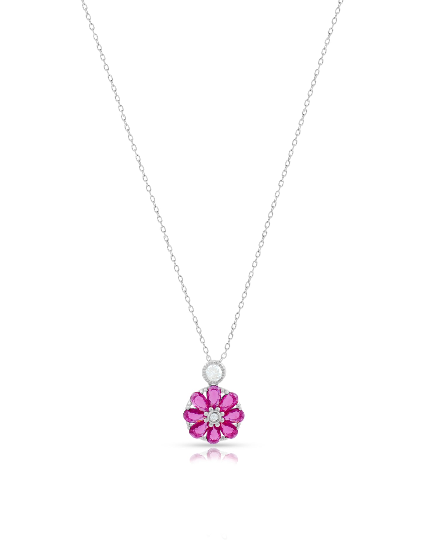 Semi Precious Pink Stone Silver Chain