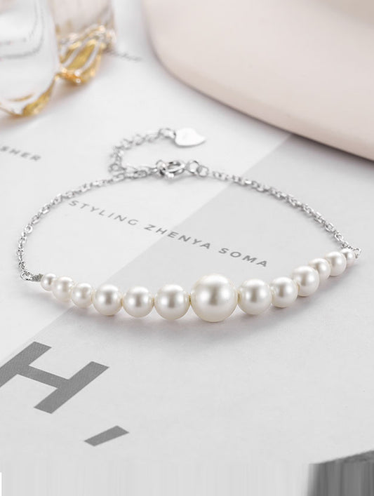 Pearl Silver Chain Bracelet