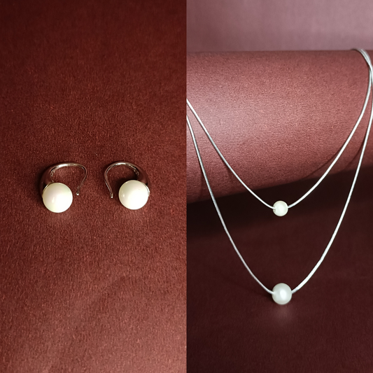 Double Layered Pearl Nacklace Set