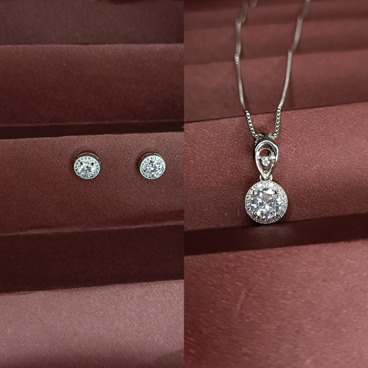 Halo Silver Pendant Set