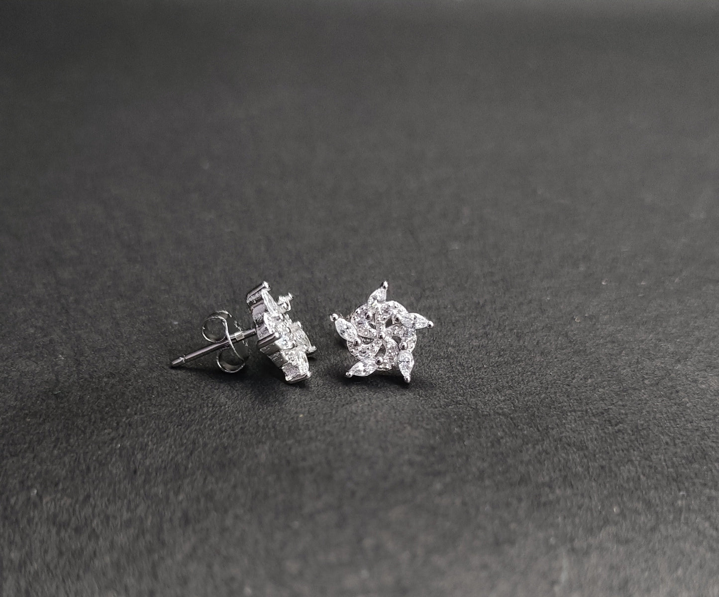 Falling Snow Silver Studs