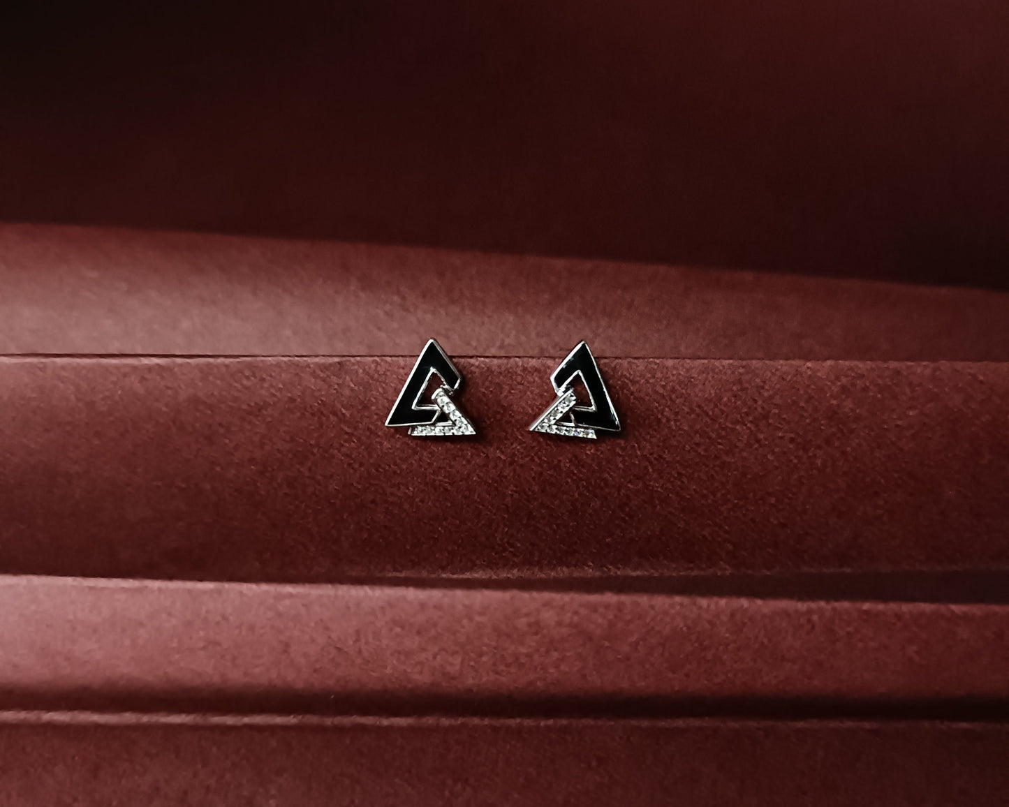 Dual Triangle Silver Earring