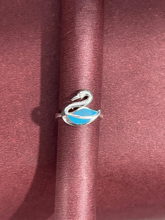 Turquoise Swan Silver Ring