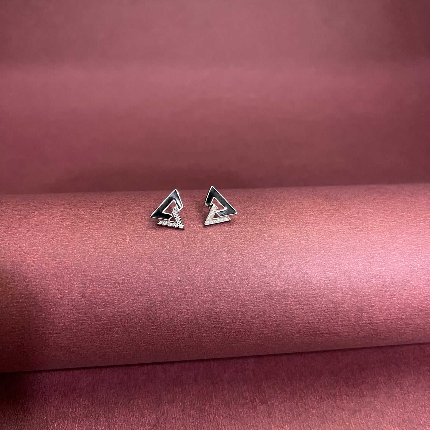 Dual Triangle Silver Earring