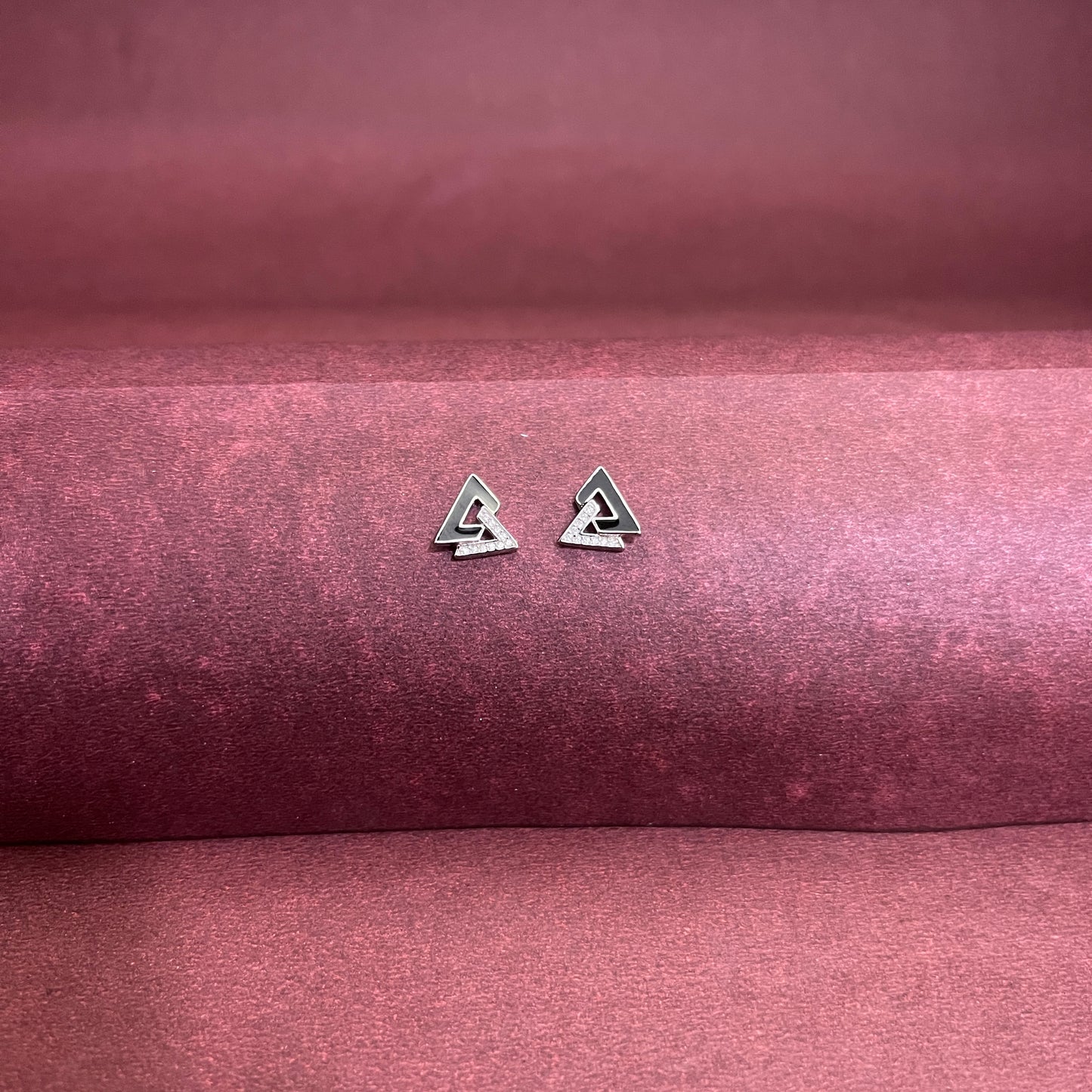 Dual Triangle Silver Earring