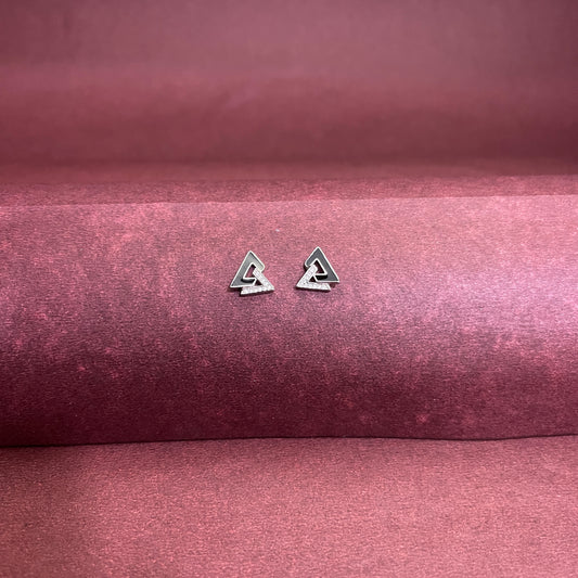 Dual Triangle Silver Earring