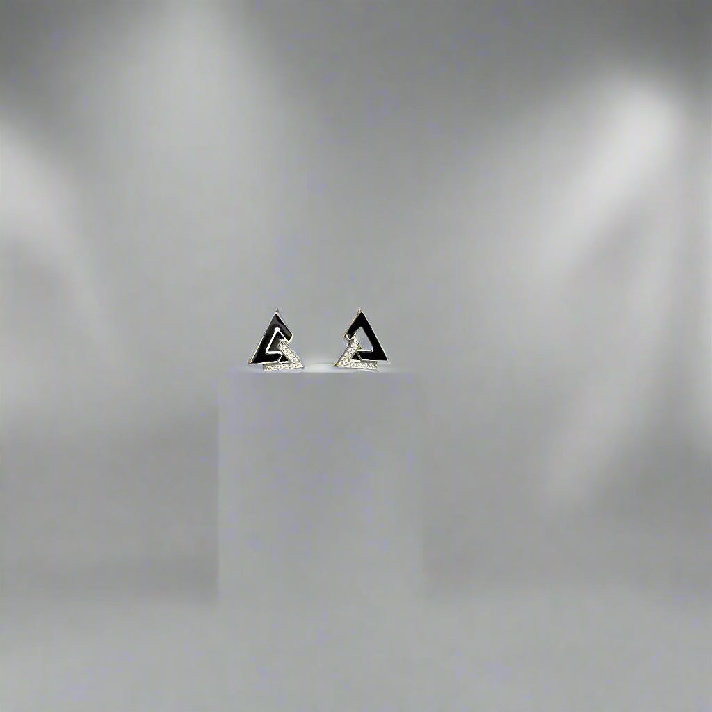 Dual Triangle Silver Earring