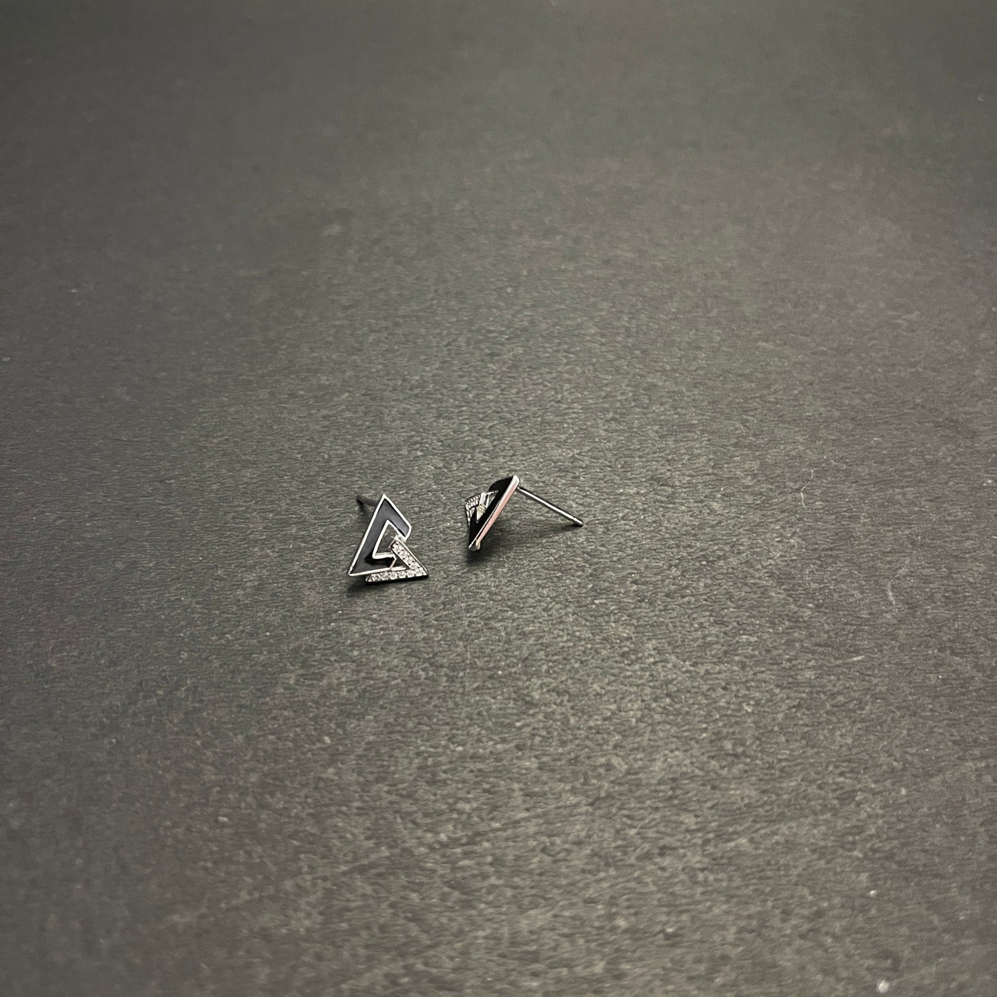 Dual Triangle Silver Earring