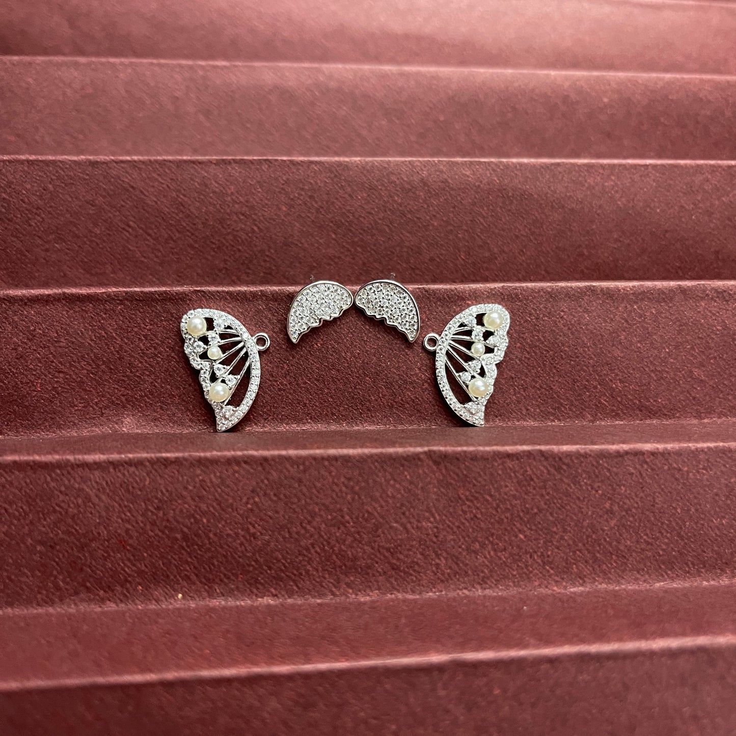 Detachable Silver Butterfly Earrings