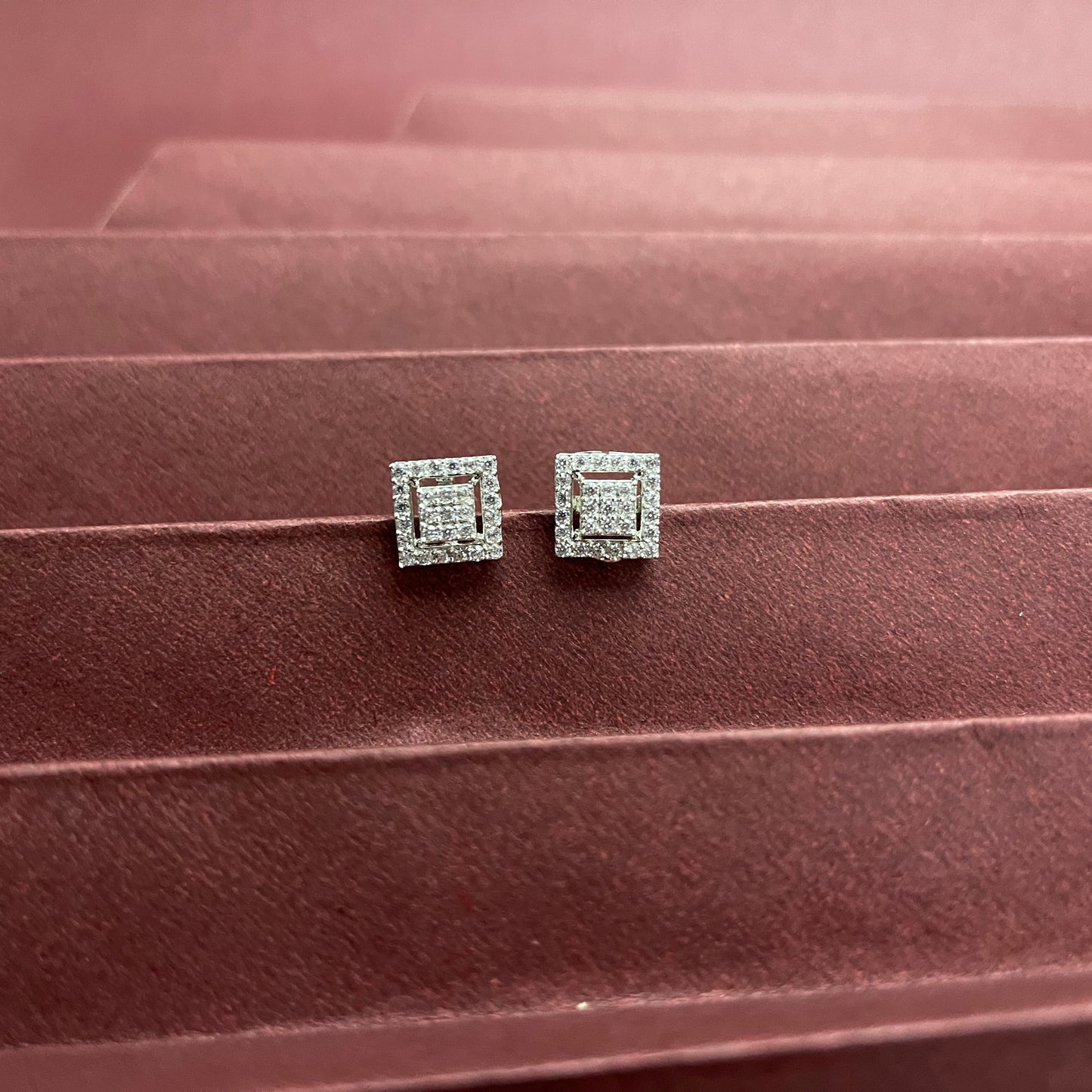 Square AAA+ CZ Silver Studs