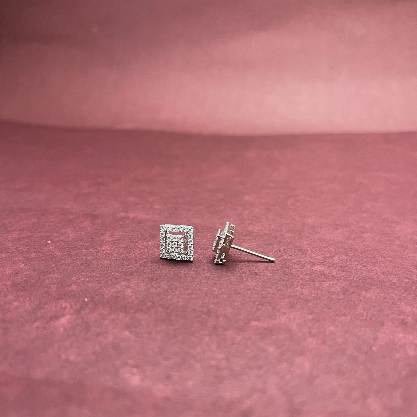 Square AAA+ CZ Silver Studs