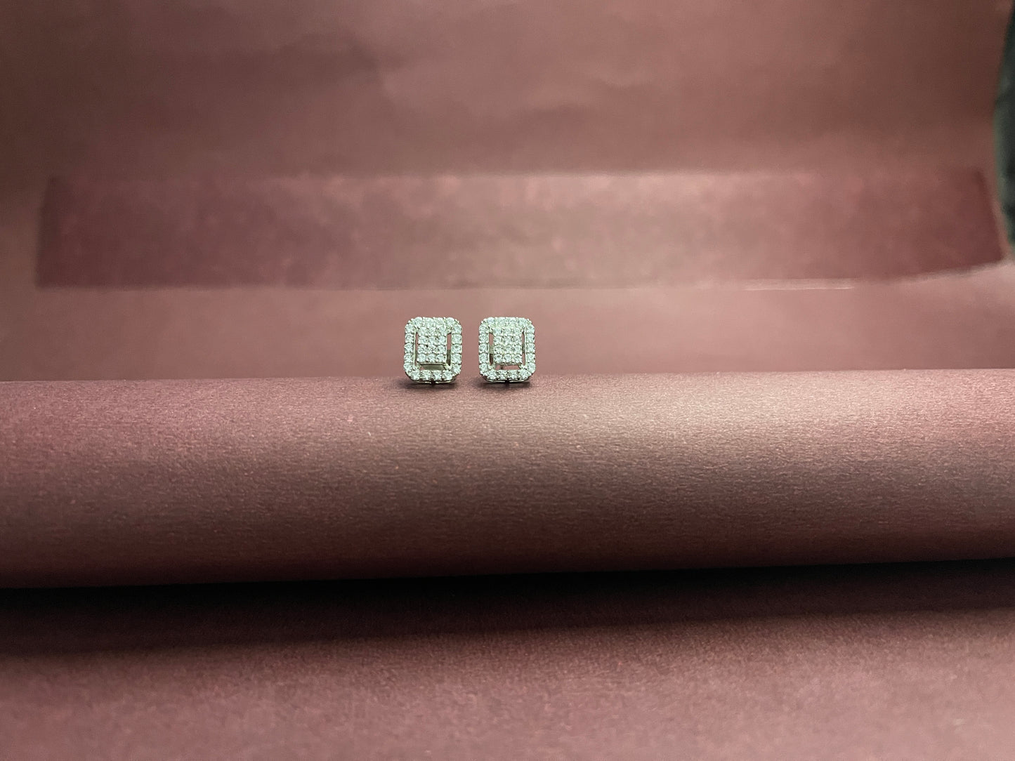 Rectangular AAA+ CZ Silver Studs
