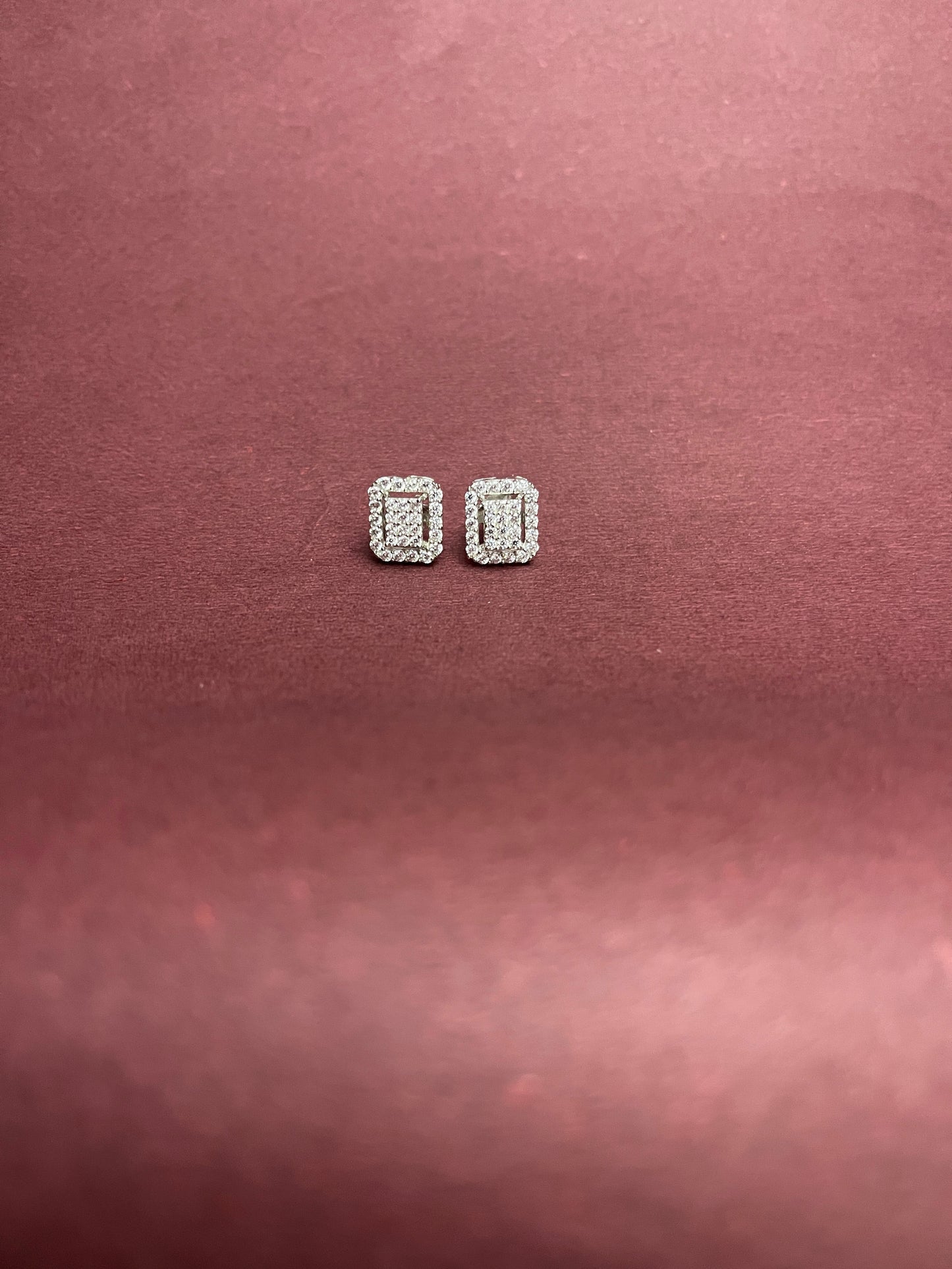 Rectangular AAA+ CZ Silver Studs