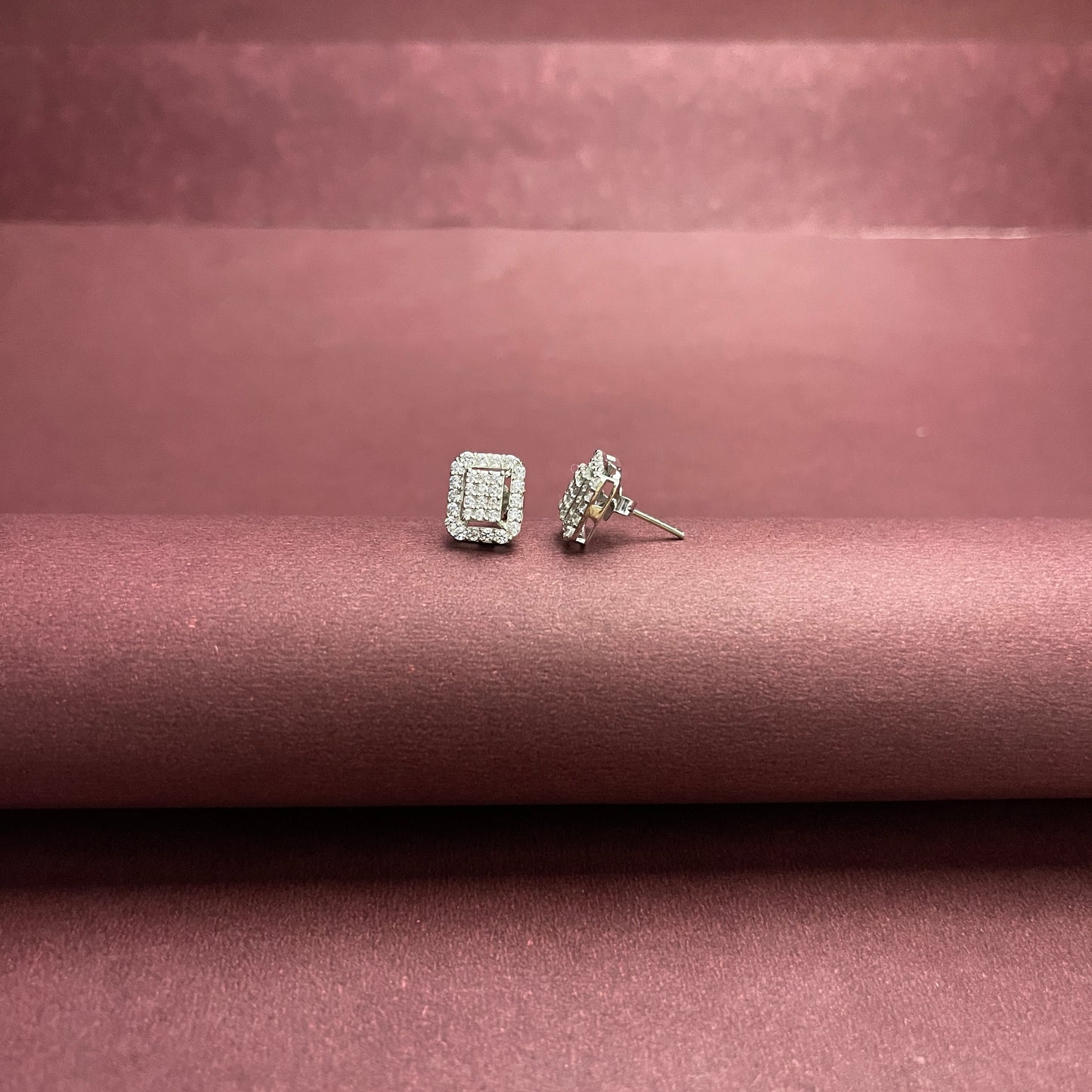 Rectangular AAA+ CZ Silver Studs
