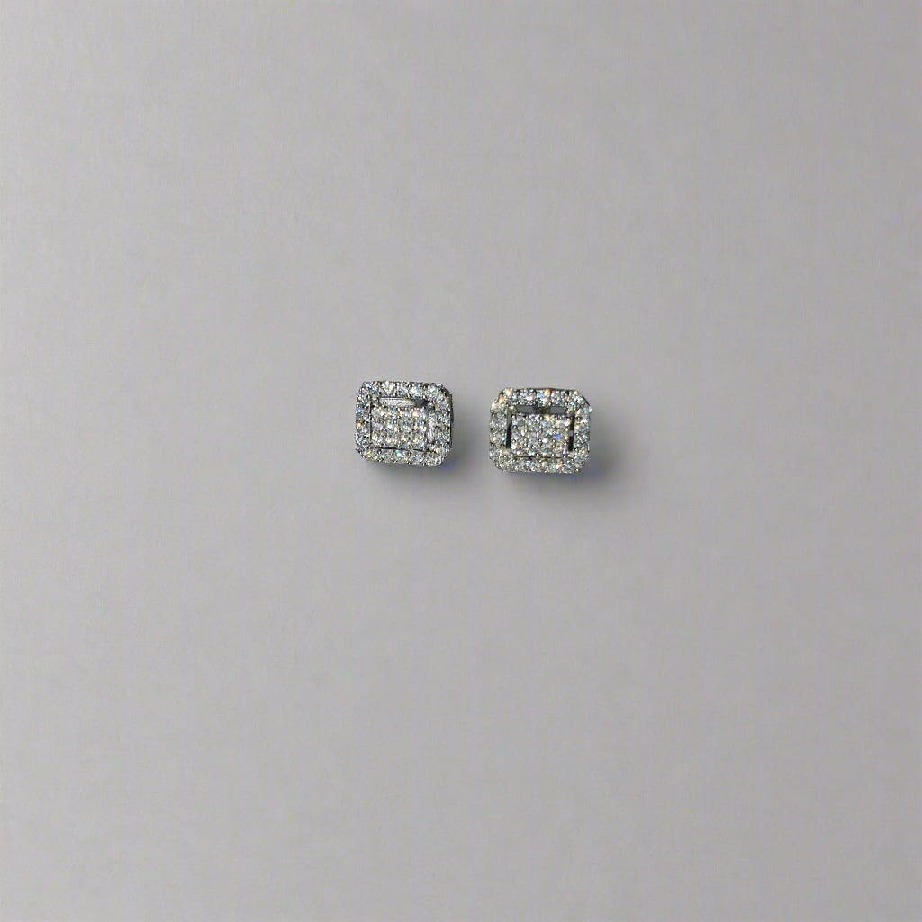 Rectangular AAA+ CZ Silver Studs