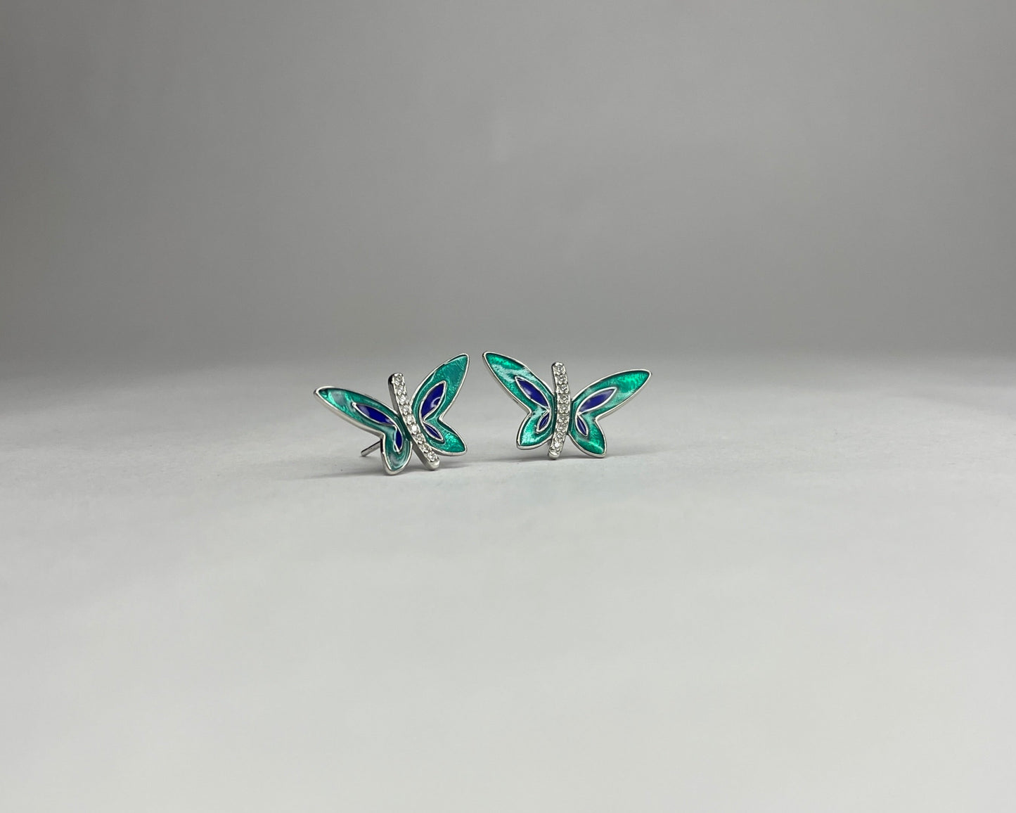 Butterfly Enamel Silver Earrings