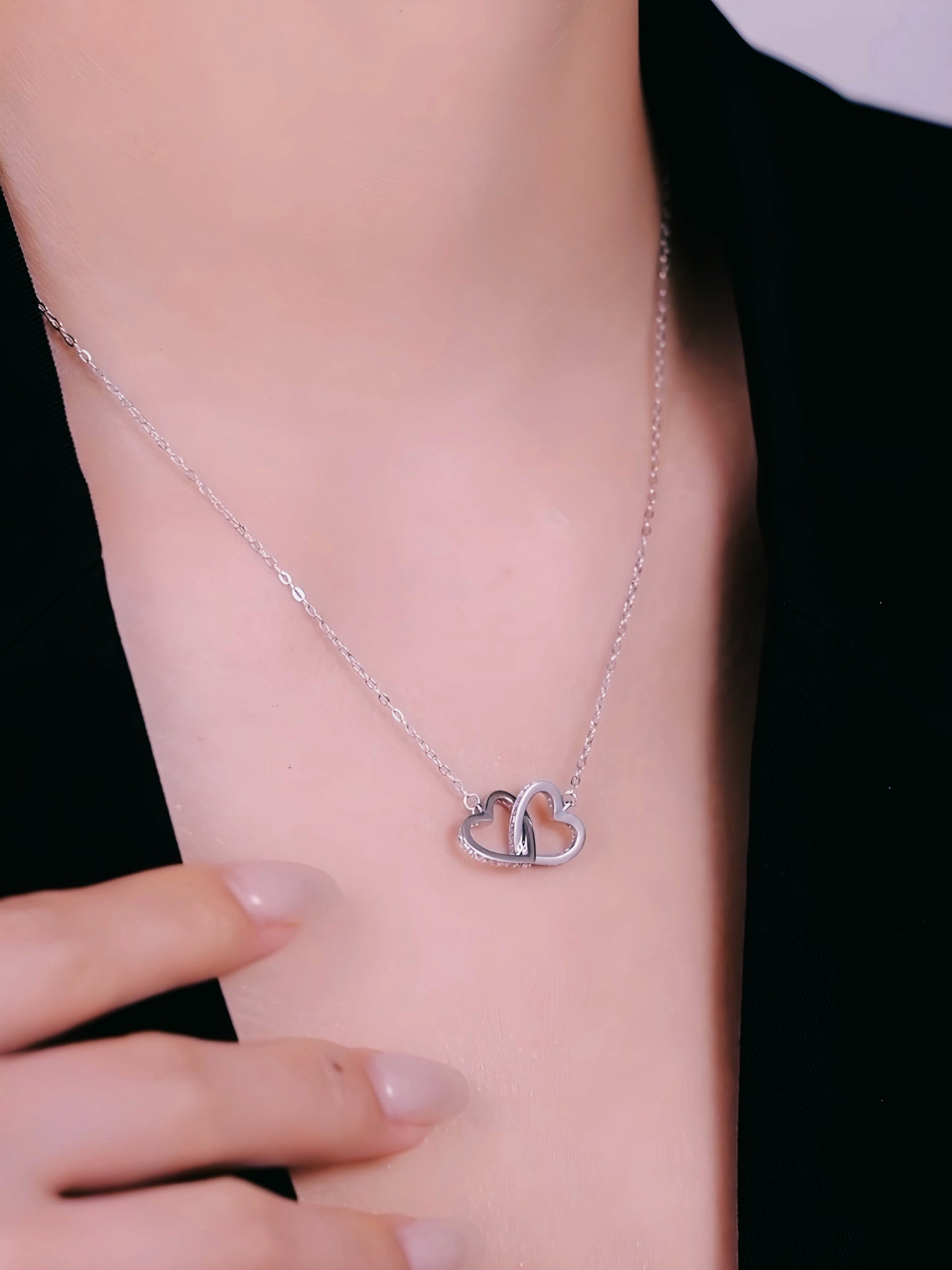 Interlocking Hearts Silver Chain