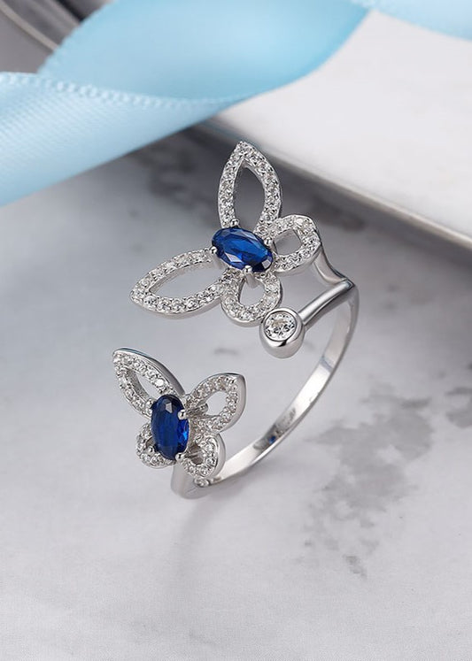 Graceful Blue Stone Silver Ring