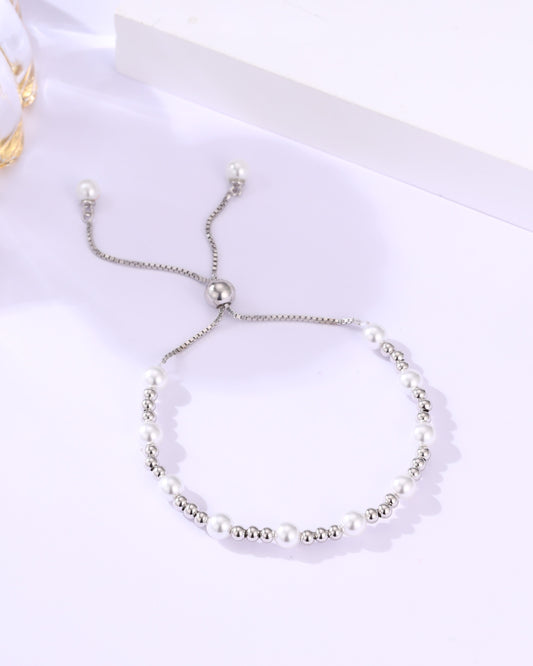 Pearl & Beads Silver Chain Bracelet