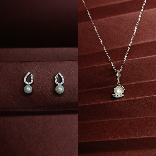 Pearl Shell Silver Pendant Set