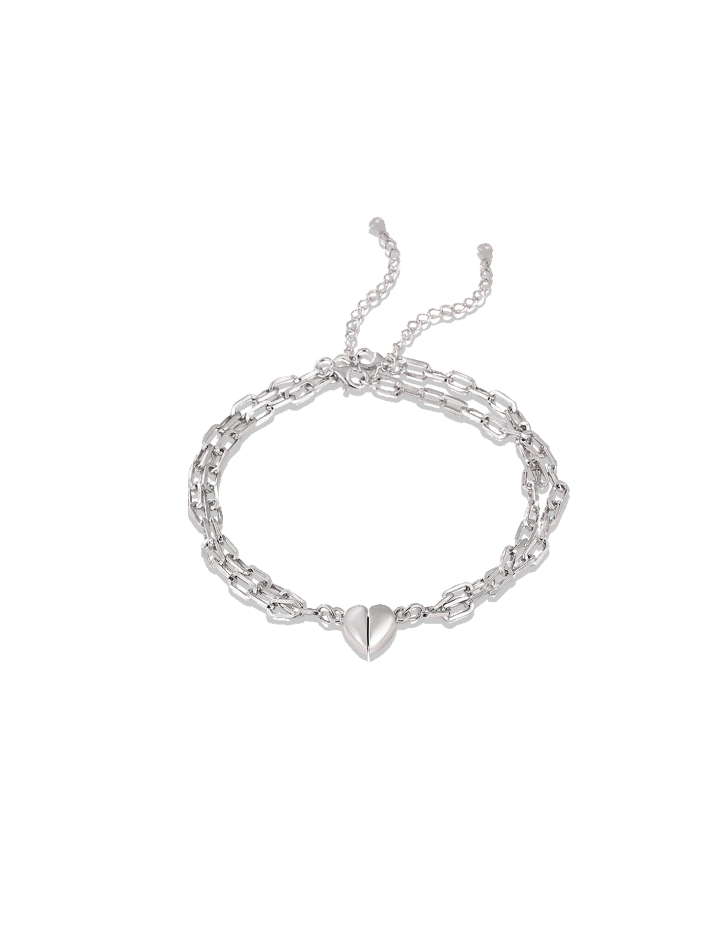 Magnetic Heart Silver Chain Bracelet