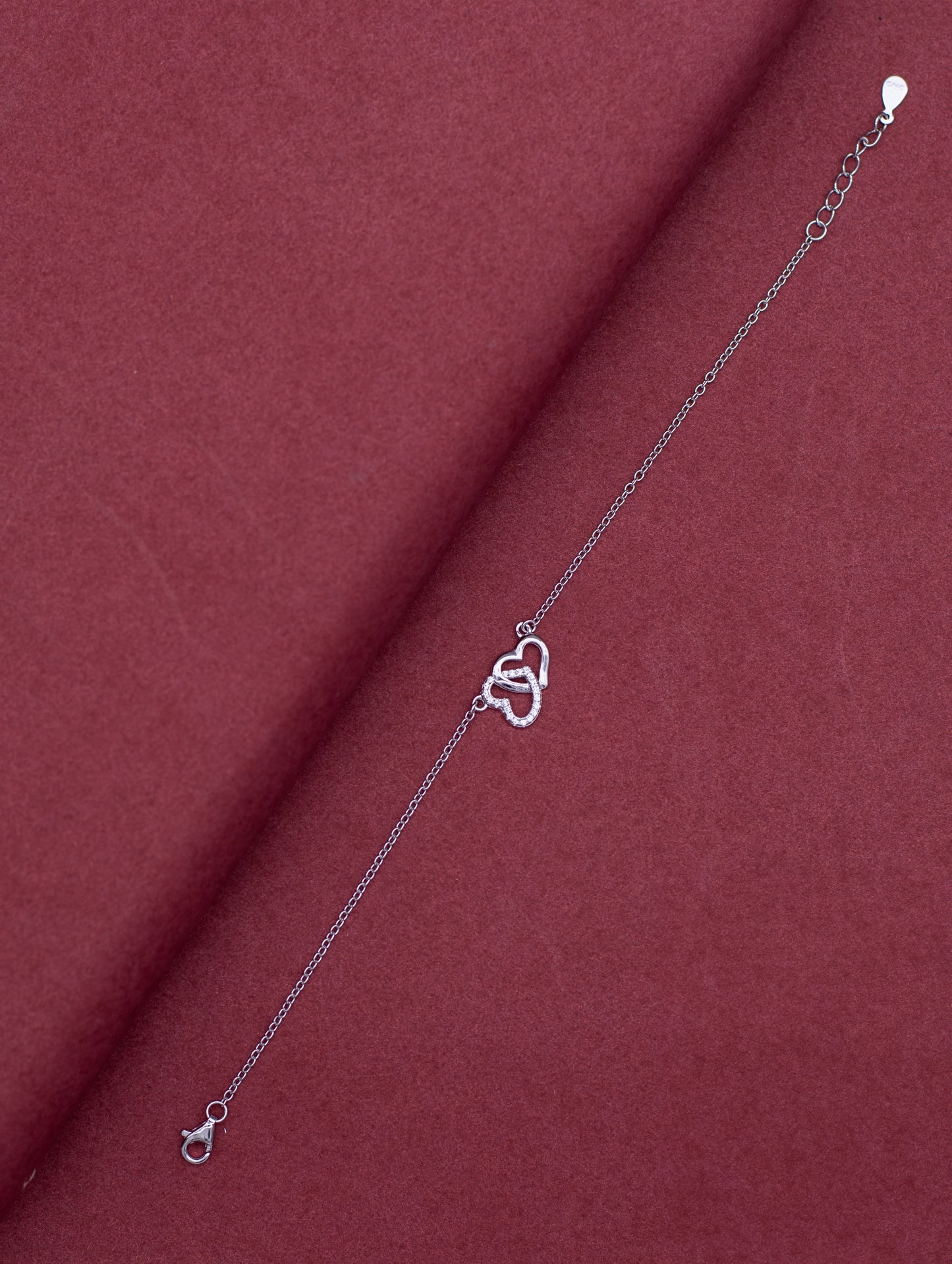 Double Heart Silver Chain Bracelet