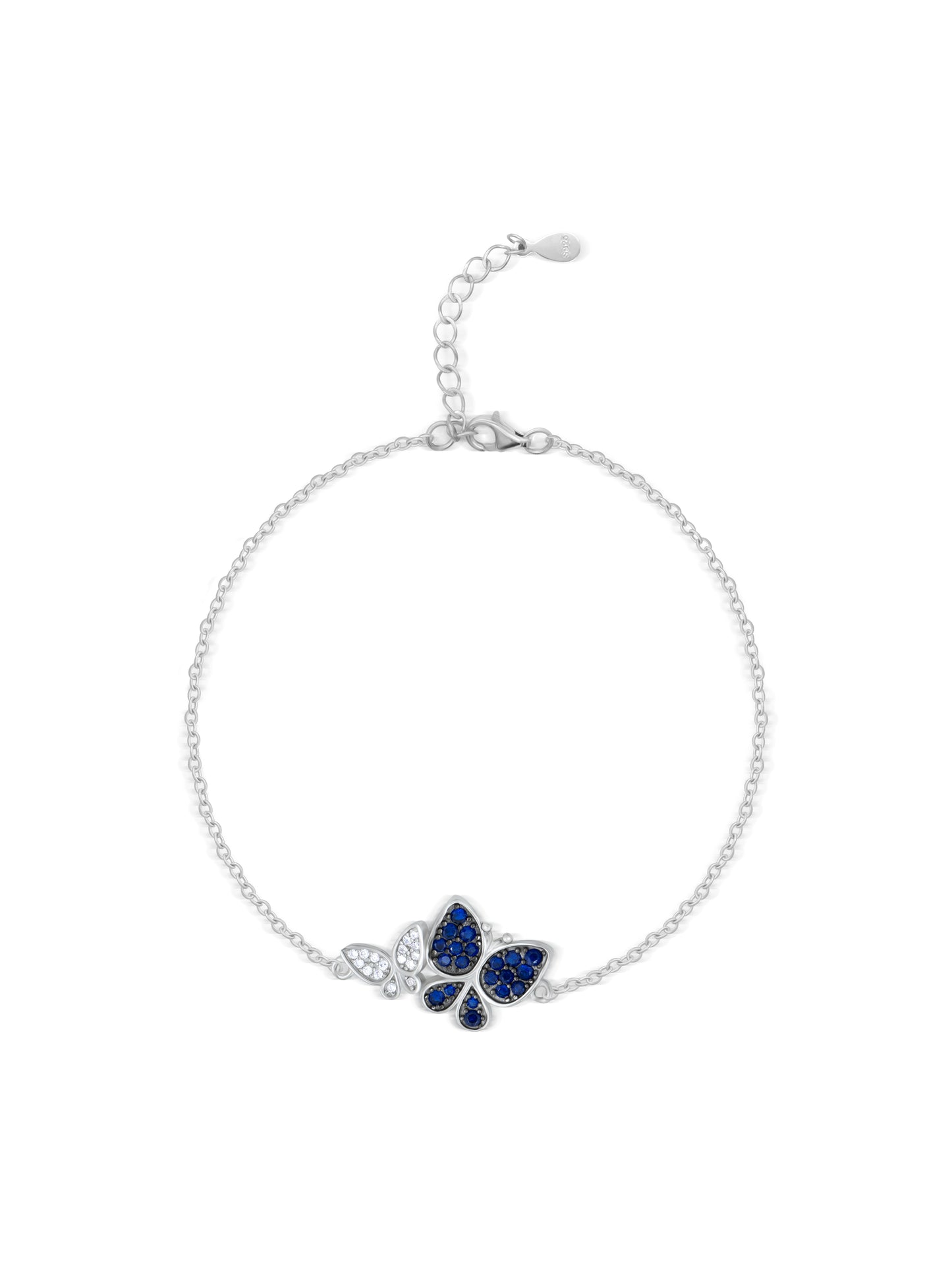 Dual Butterfly Silver Chain Bracelet