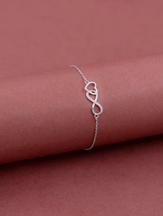 Infinity Heart Silver Chain Bracelet