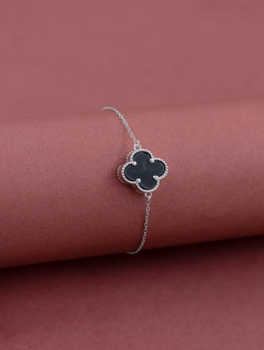 Black MOP Silver Chain Bracelet