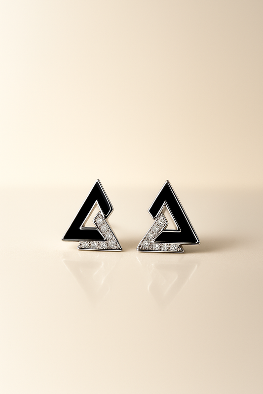 Dual Triangle Silver Earring