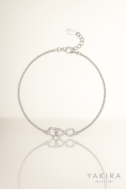 Infinity Heart Silver Chain Bracelet