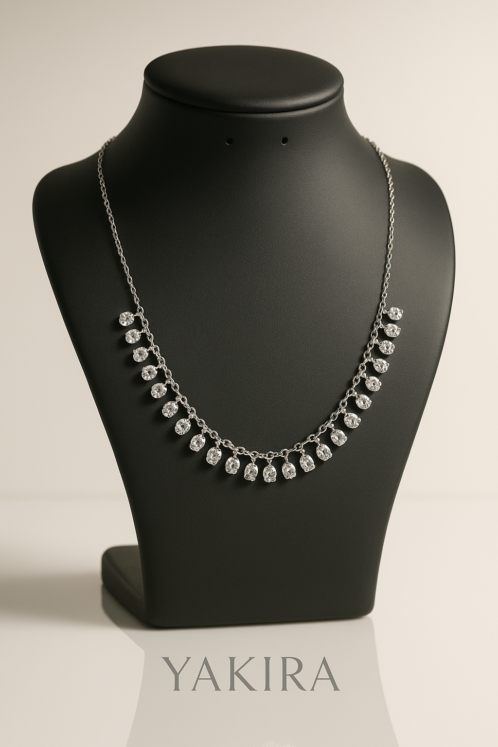 Elegant Oval  Silver Necklace