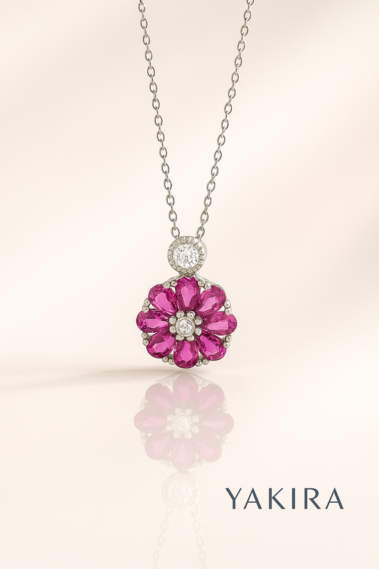 Semi Precious Pink Stone Silver Chain