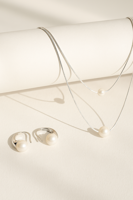 Double Layered Pearl Nacklace Set